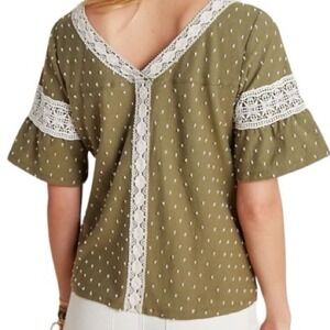 NWT Anthropologie Maeve Square Neck Lace Trimmed Blouse Top Sz Small Cottagecore